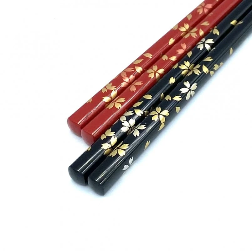 送料無料】食洗機対応 越前漆器 桜蒔絵夫婦箸セット【桐箱入】 - お