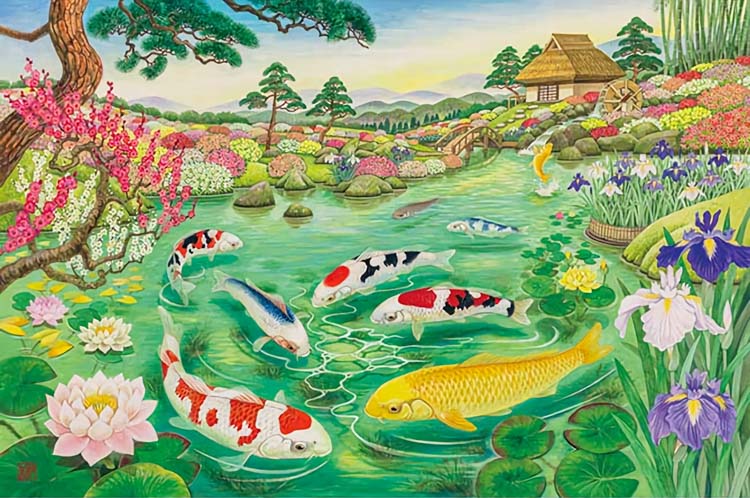 APP-1000-897 泉和美 百花 遊鯉図（ひゃっか ゆうりず） 1000ピース
