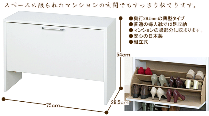玄関収納 フラップシューズボックス1段を送料無料で！｜問屋卸し格安