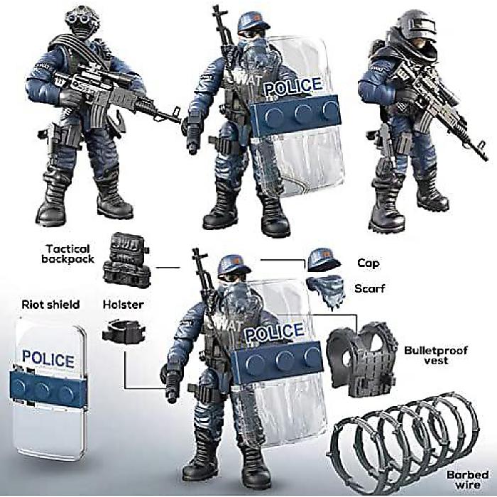 MEIEST SWAT装備組み立てブロックおもちゃ、8 PCS都市警察アクション