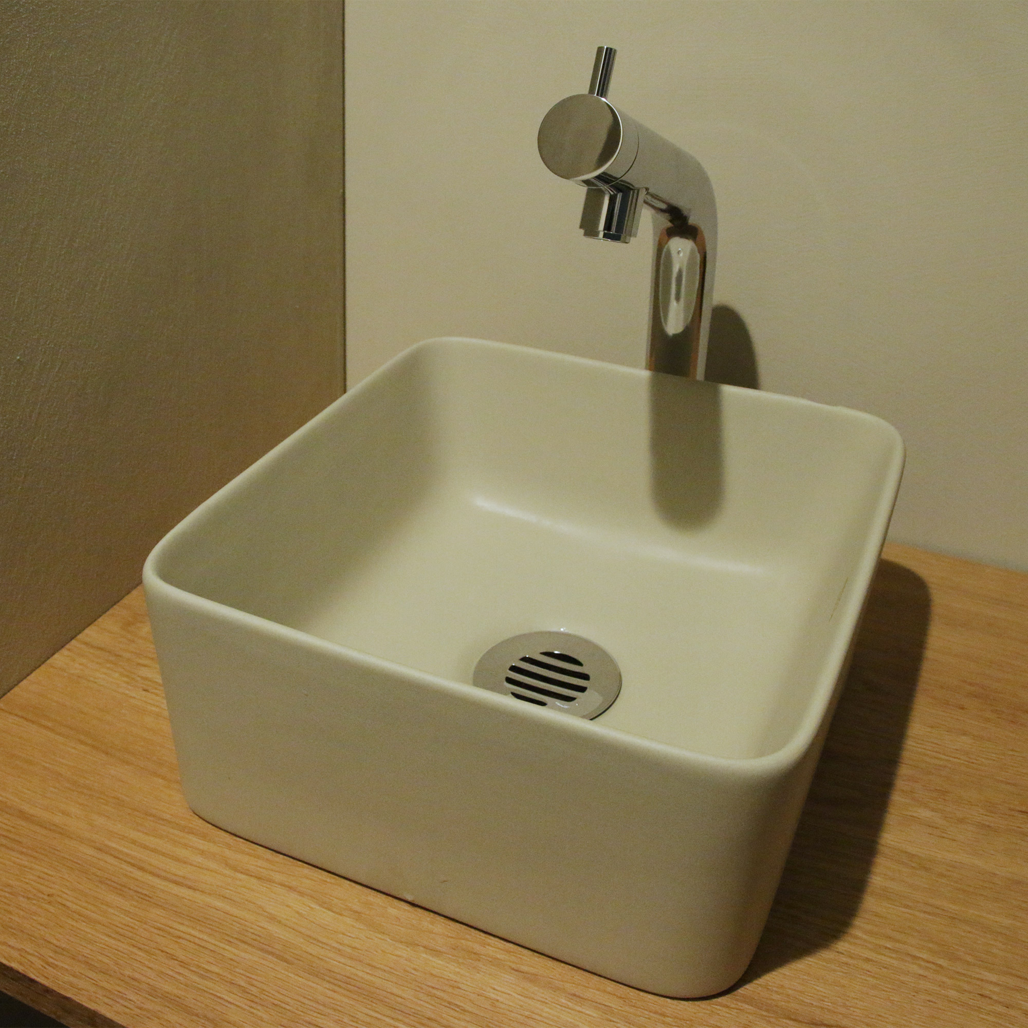 陶器の手洗い器 角240 サンドベージュ | KB-PR012-02-G141 | 手洗い器