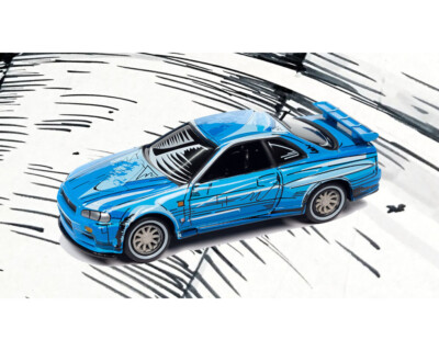 Johnny Lightning 1:64 1999 Nissan GT-R R34 Manga Racing- Blue