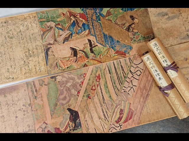 英語版】国宝のかけら・源氏物語絵巻「柏木🉁」解説 - YouTube