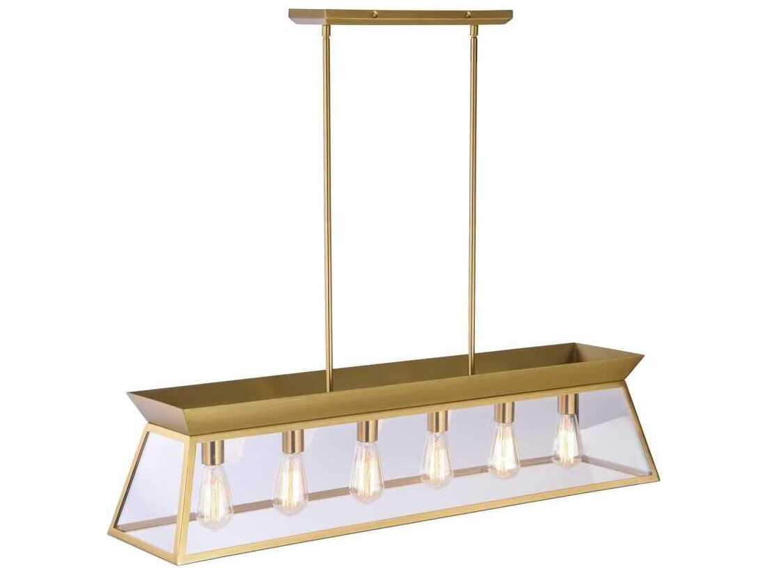 Artcraft Lucian 6-Light Brushed Brass Lantern Linear Island