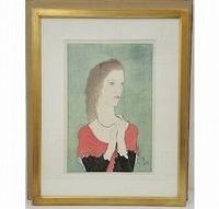 藤田嗣治 木版画「赤いショールの女」】絵画の買取実績一覧 - いわの美術