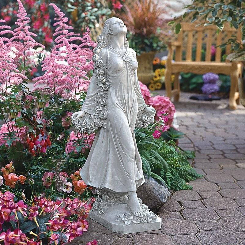 ポリレジン製ガーデン彫像 花と春の女神フローラの像 置物