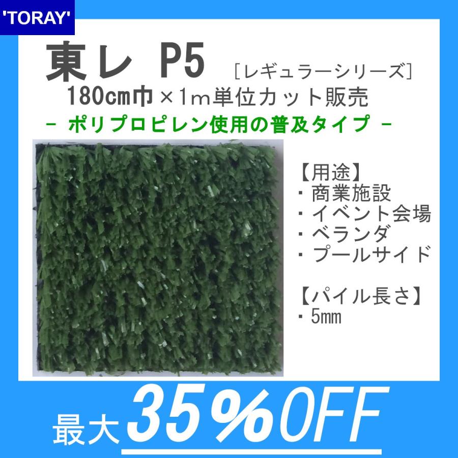 東レ 人工芝 スパックターフP5【180cm巾×1m単位で長さ指定可】パイル
