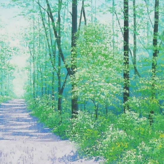 絵画 油絵 高原への道 F30号 (横山守) 【海・山】【肉筆】【油絵