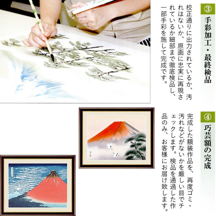 絵画額 富士山 額絵 赤富士飛翔 伊藤渓山 額飾り 42cm×34cm 額入り