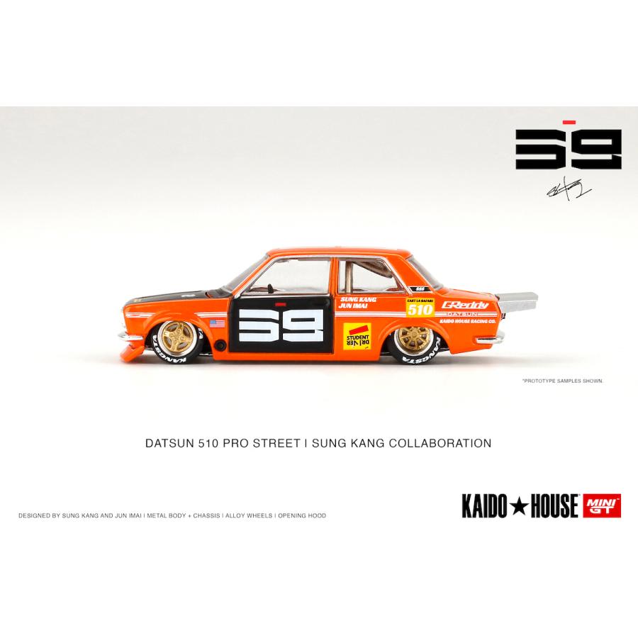 MINI GT KHMG004 ダットサン 510 プロストリート SK510 オレンジ (左