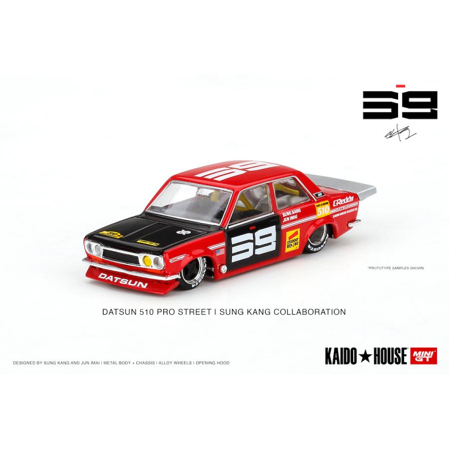 MINI GT KHMG003 ダットサン 510 プロストリート SK510 レッド (左