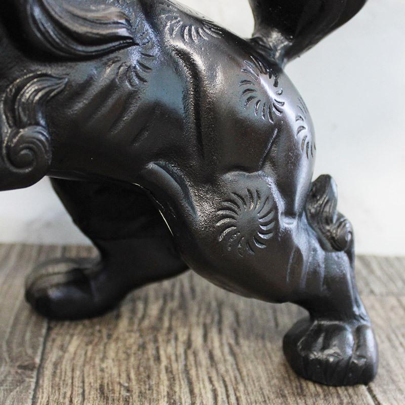 完売】玉獅子 置物 / 鉄製 和風置物 獅子 悪霊退散 縁起物 神社仏閣 魔