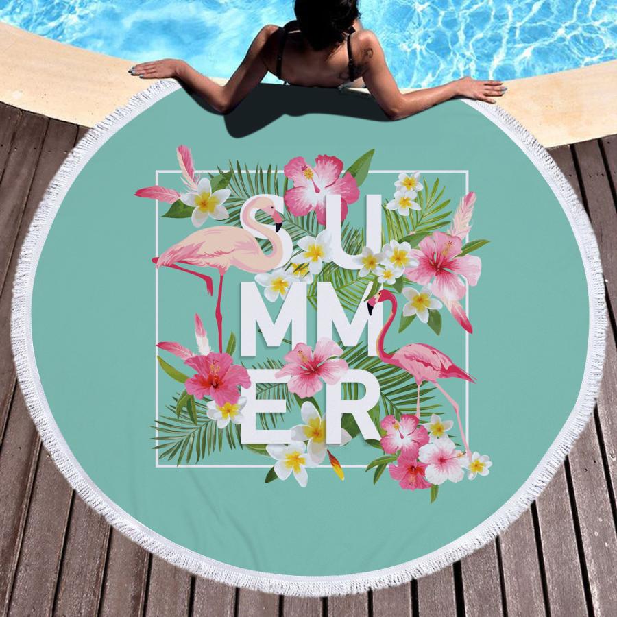ラウンドビーチタオル summer【ビーチマット ヨガマット バスタオル 海