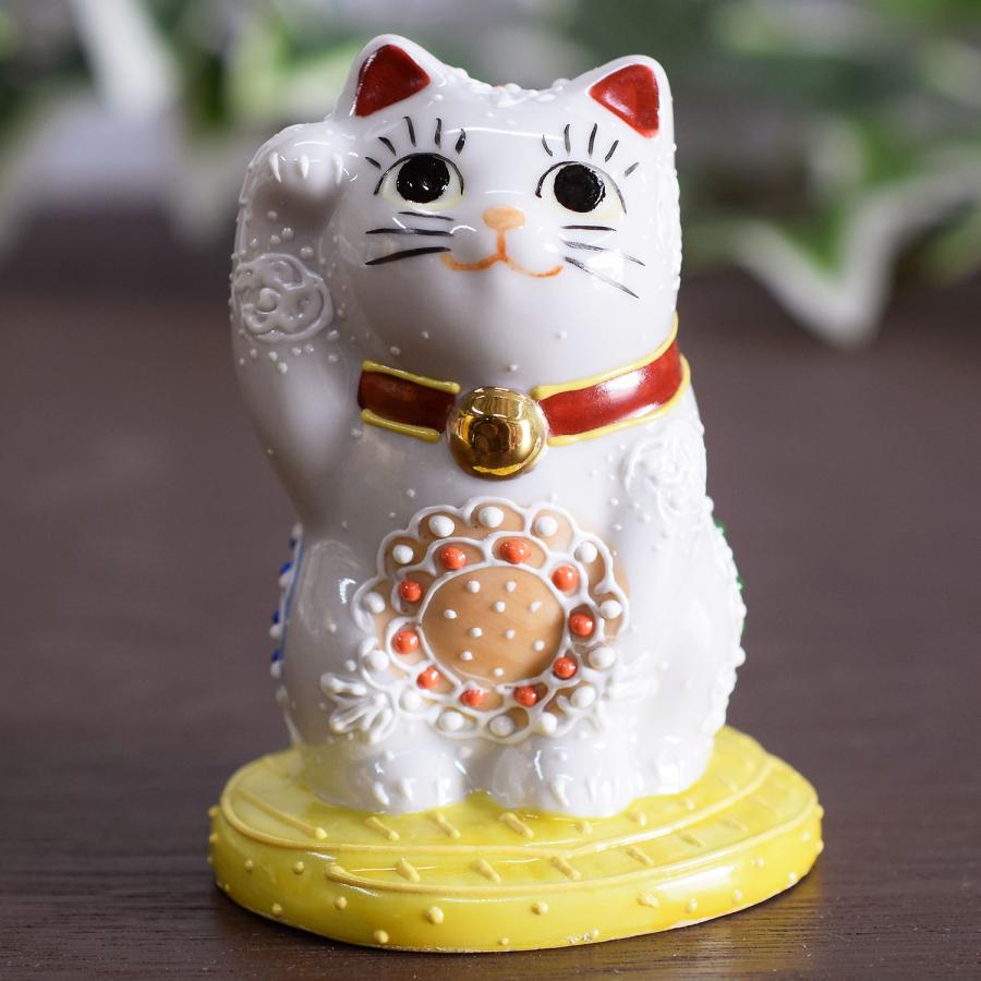 九谷焼 開運 招き猫 置物 開運 右手 小判乗り招き猫 : 和座倶楽部