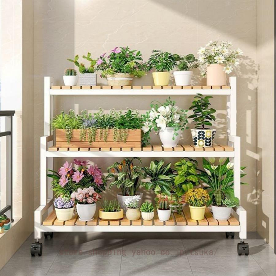 フラワースタンド 花棚 植物棚 盆栽棚 多肉植物棚 キャスター付き 室内