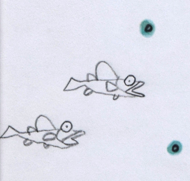 おおば比呂司「素潜り漁（仮題）」水彩画・鉛筆 絵画買取・販売の小竹美術