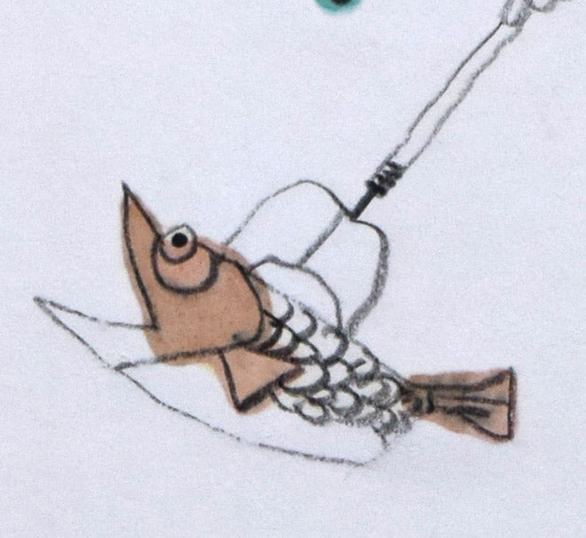 おおば比呂司「素潜り漁（仮題）」水彩画・鉛筆 絵画買取・販売の小竹美術