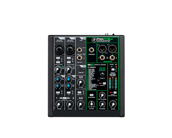 6チャンネルアナログミキサー WITH Enhanced FX、USBレコーディング