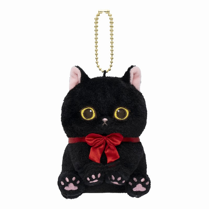 mofusand ちょこんとおすわり黒猫マスコット(赤リボン) | mofusand