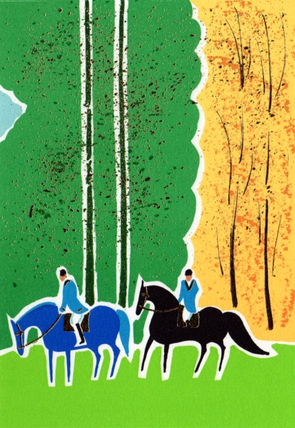 馬の絵画をリトグラフの版画で制作したセルジュ・ラシスの馬の絵「乗馬
