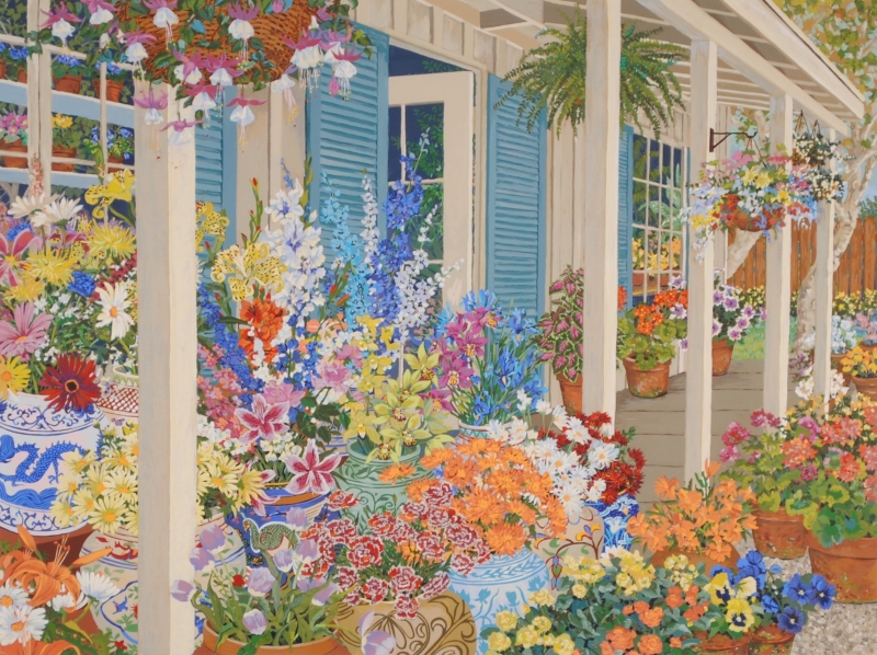 花の絵をシルクスクリーンの版画で制作したジョン・ポーウェルの花の絵