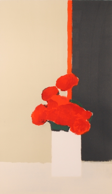 ベルナール・カトランがリトグラフの版画で制作した花の絵画