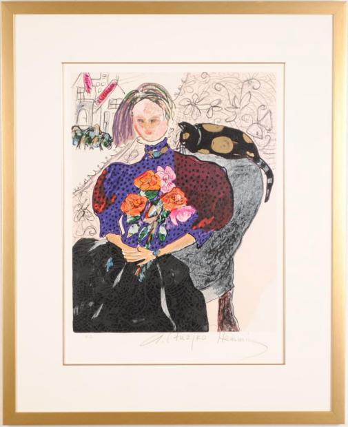 シルクスクリーンの版画でフジ子・ヘミングが制作した絵「古いカーテン