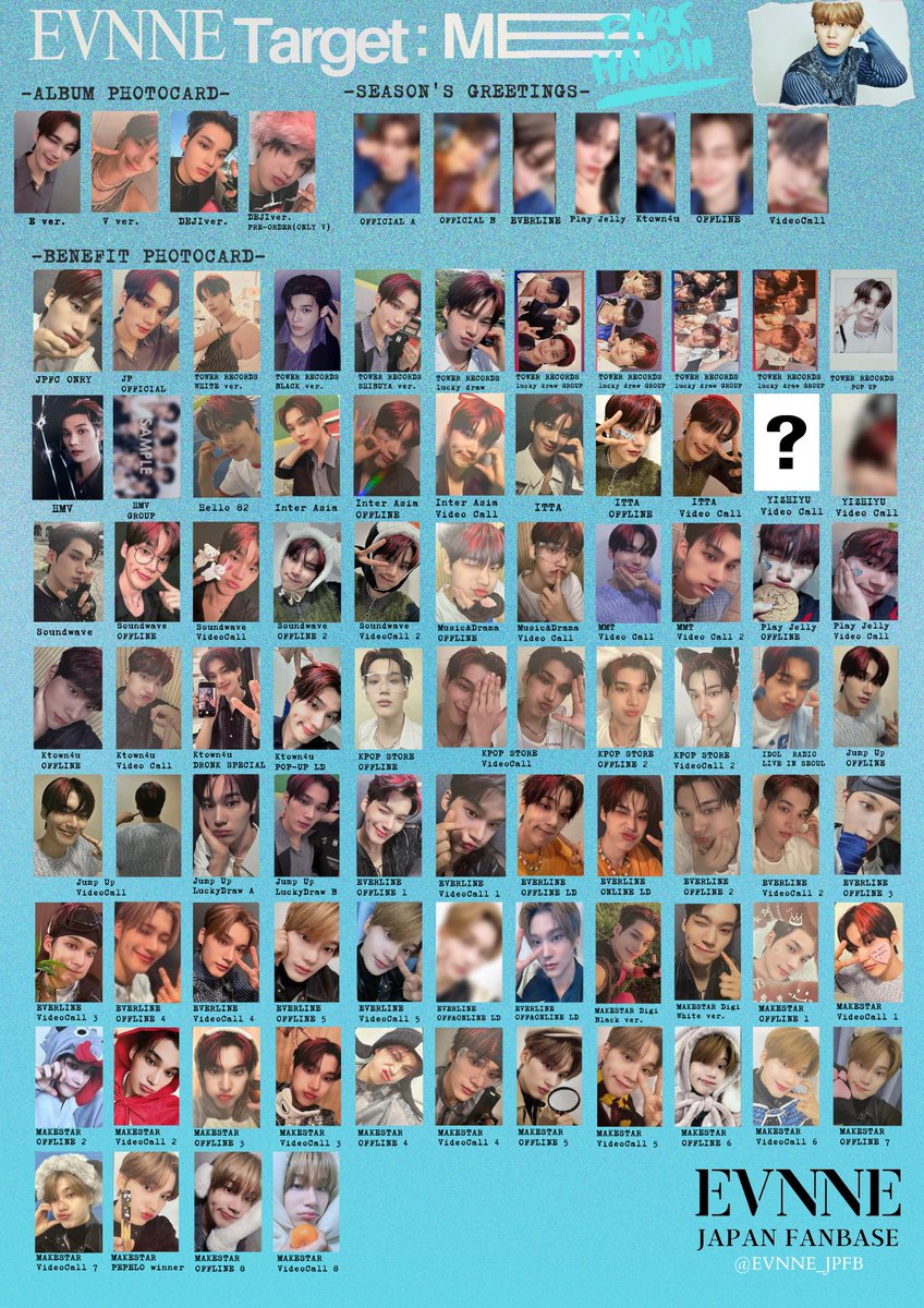 トレカ一覧PhotocardTEMPLATE 】 🗓️12/26 最新版 7人全種 ・EVNNE