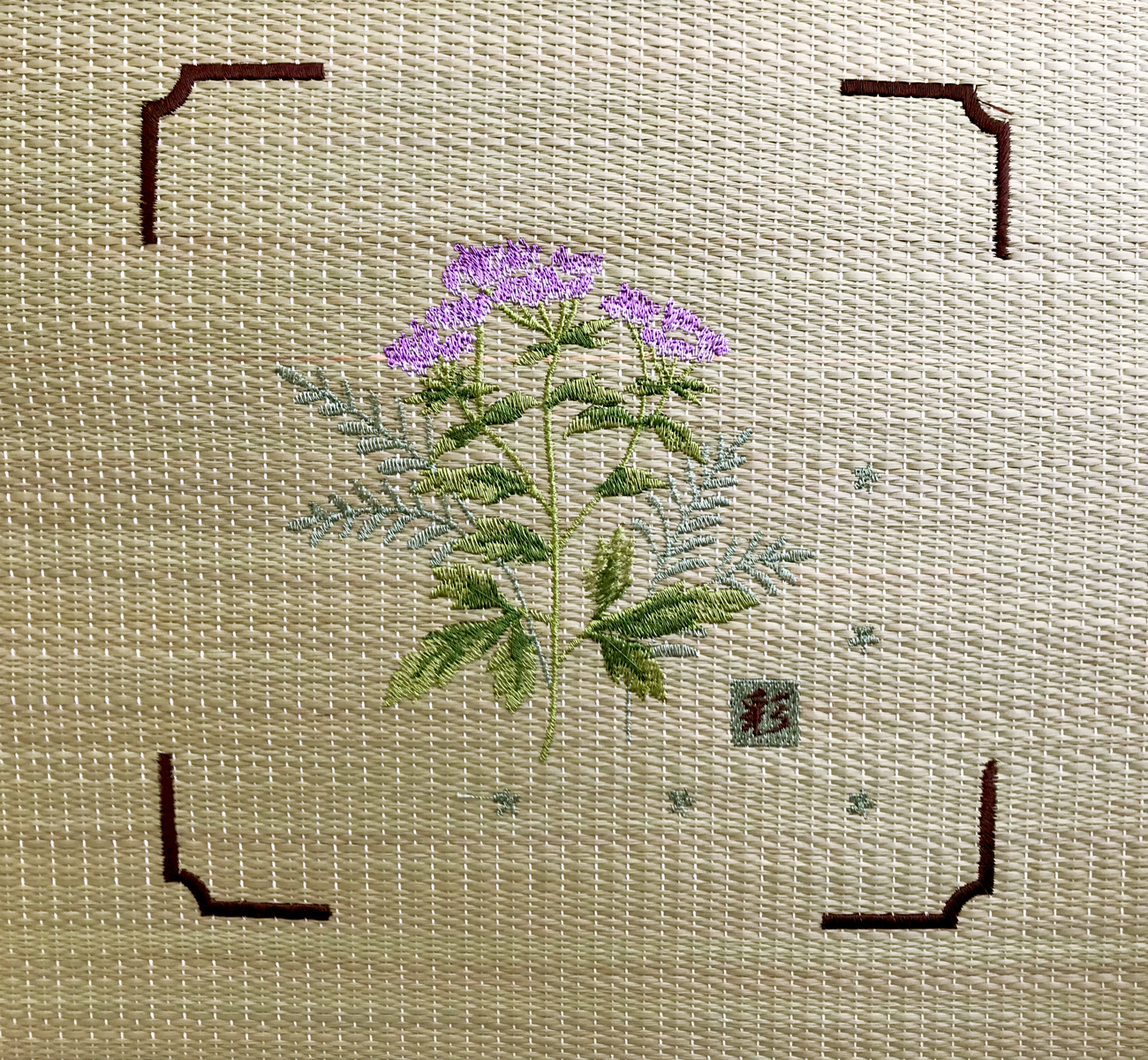 い草 座布団 クッション 55×55 綿入り 刺繍 高級 おしゃれ 夏 天然