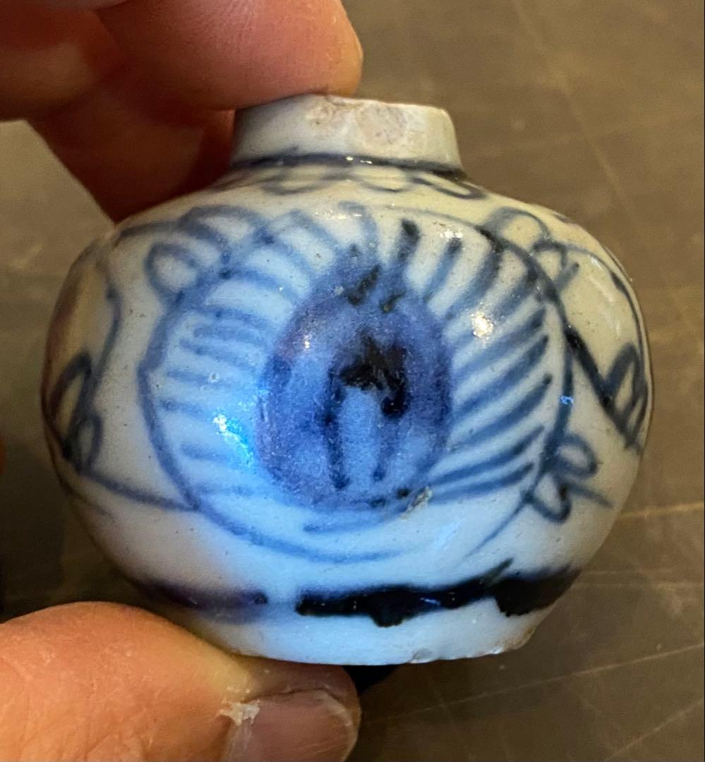 スワトウ陶磁器 ミニ花器 鑑賞台付 一輪挿し ヴィンテージ レア