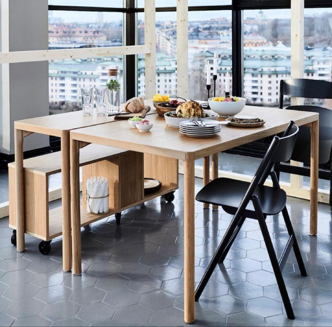IKEA 廃盤 黒い折りたたみ椅子 2脚セット 折りたたみ椅子 2脚セット 軽量 小型 パイプ椅子 ダイニングチェア