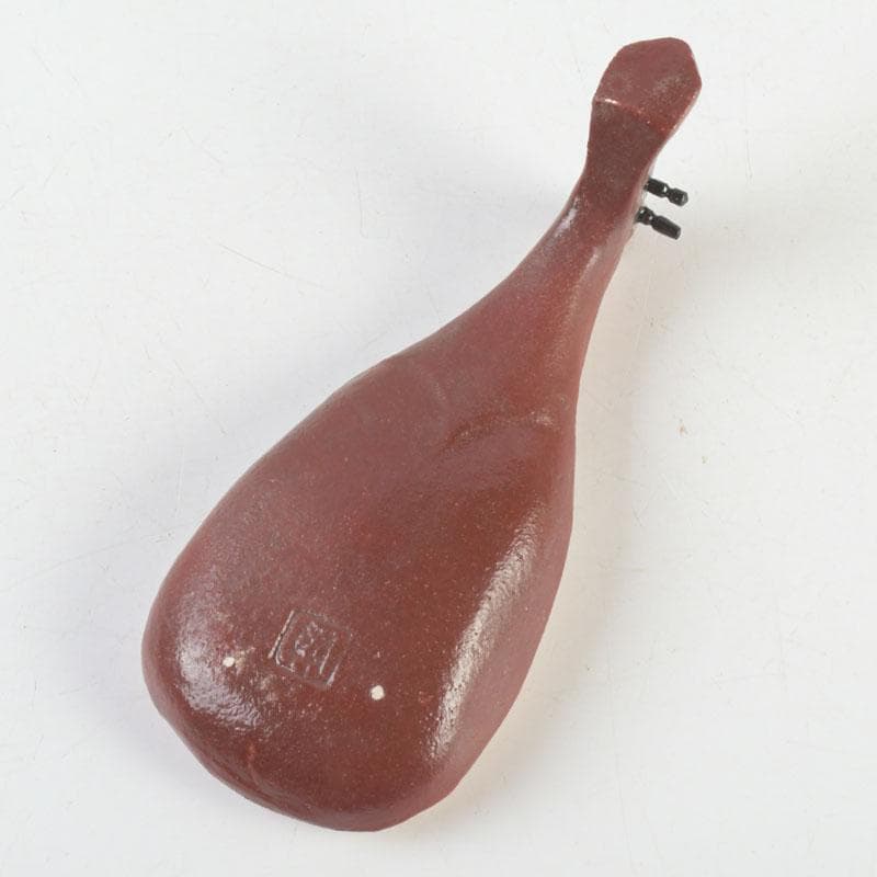 茶道具 横山朝陽作 陶器製 呉須絵 琵琶香合 干支巳 共箱 V 9346