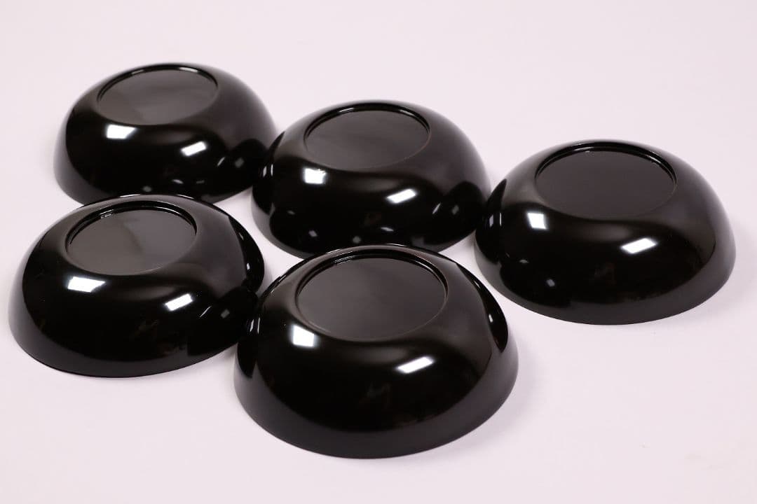 CM233】古い木皿 五客 梅 金蒔絵 黒塗 小皿 菓子皿 木製漆器 大正昭和