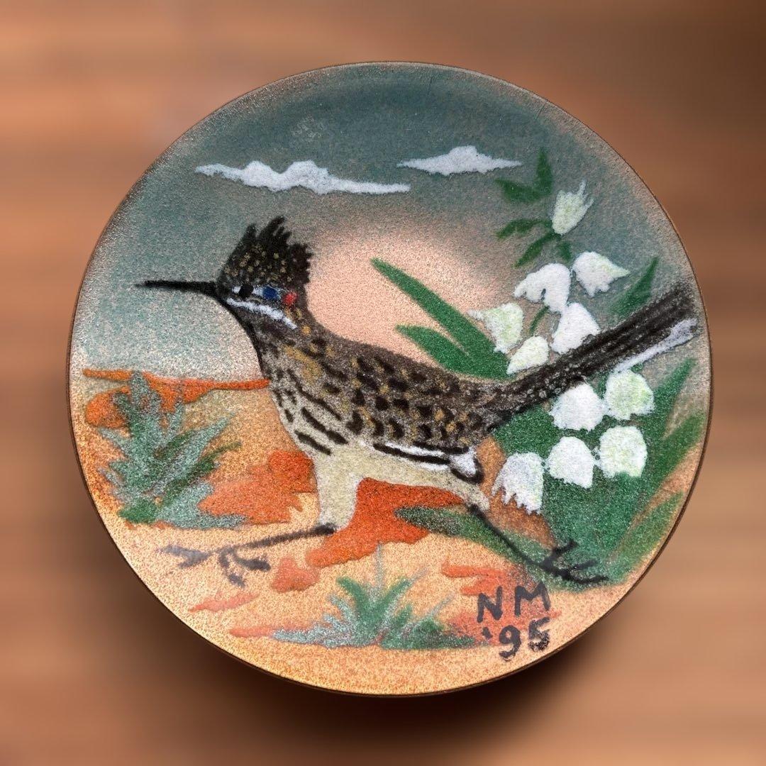 七宝？ガラスエナメルの皿 鳥の絵柄 1995年製 - メルカリ
