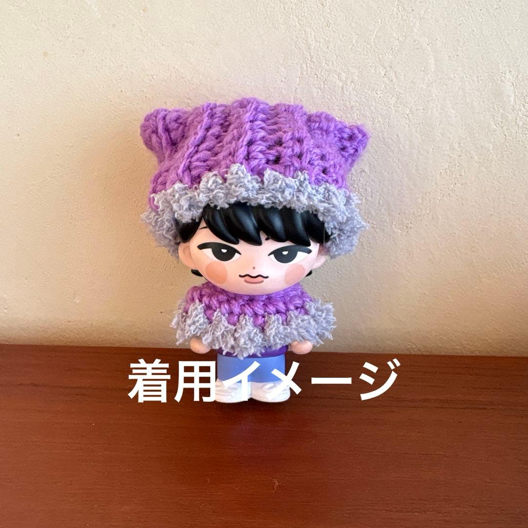 すのチルソフビサイズ 猫耳ニット帽＋ポンチョ2点セット(紫) - メルカリ