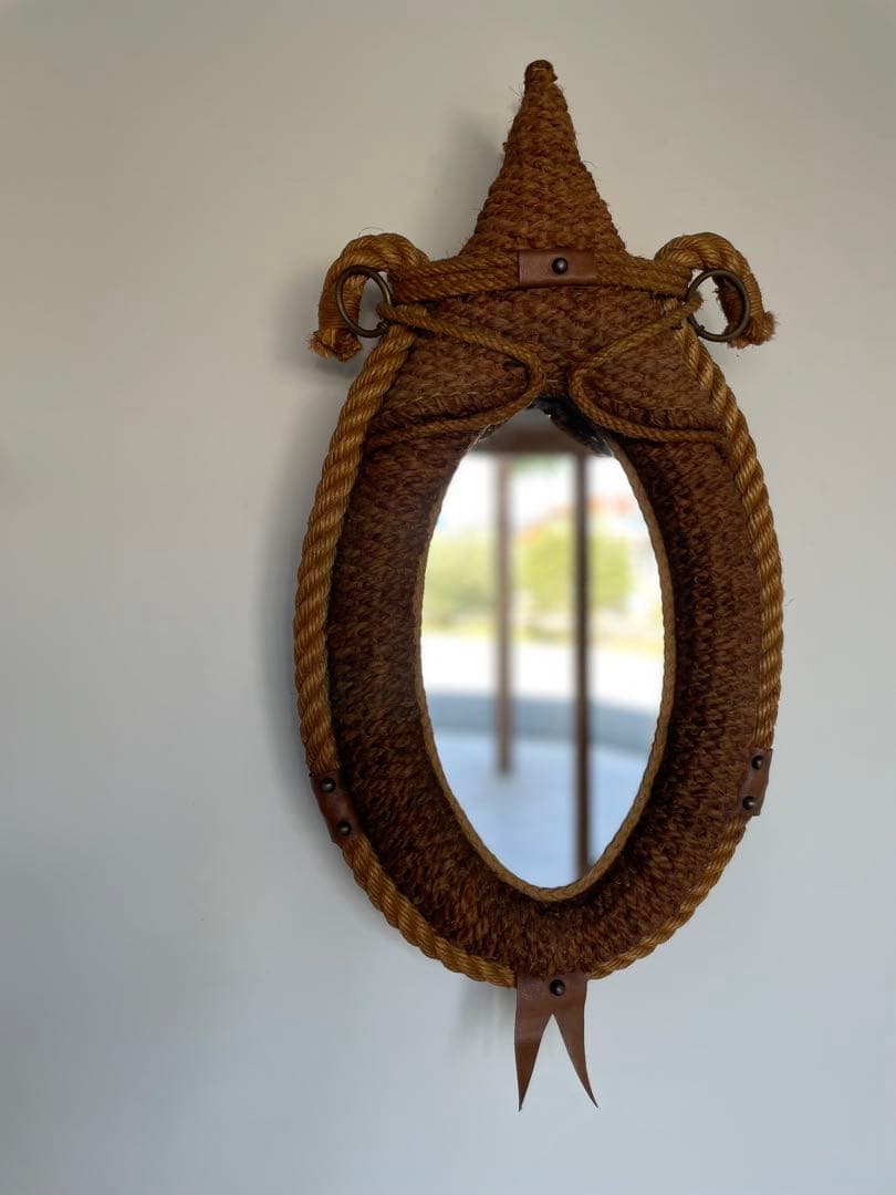 Audoux Minet オードミネ ロープミラー　壁掛け鏡 ヴィンテージミラー Rope Round Mirror by Adrien Audoux & Frida Minet , France 1960s