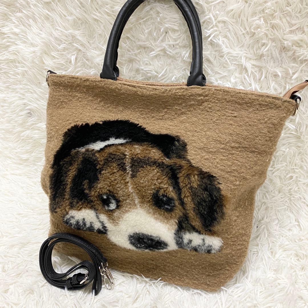 美品】テレサカンビ 2WAYトートバッグ ショルダーバッグ 犬 アニマル