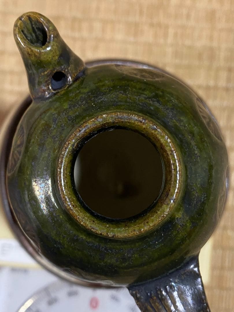 ♢織部焼 江戸時代後期〜 馬の目皿文 平仄 灯り 灯明 灯火器 携帯用