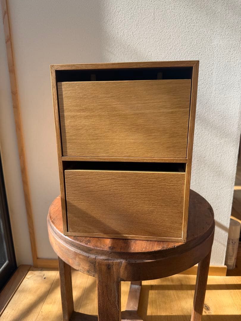 無印良品　引出し2段　廃盤品 美品 廃盤希少 無印良品 木製収納ケース 引出式 2段 オーク材 幅26