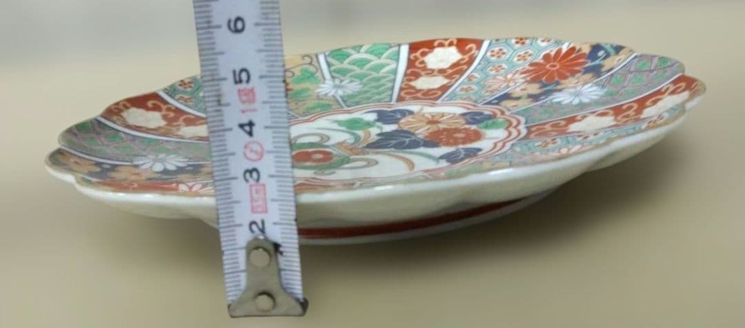 ☆期間限定特価！【有田焼 陶扇 /菊割皿/赤絵/金彩 5組セット現状品