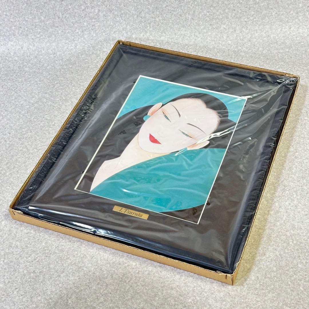 希少品】鶴田一郎 美人画 絵画 日本女性 額入り 年代物 保管品 骨董