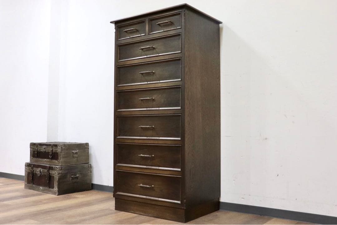 GMHK858○神戸家具 洋家具 7段チェスト 整理箪笥 収納家具 彫刻 鉄金具 GMGK64○神戸家具 洋家具 6段チェスト 整理タンス 収納家具 彫刻
