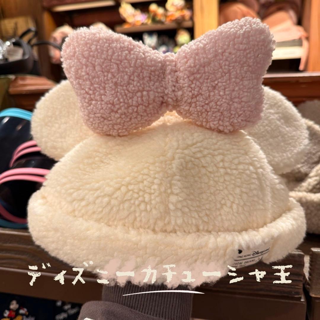 香港ディズニー ミニーマウス ボアキャップ 冬帽子 - メルカリ