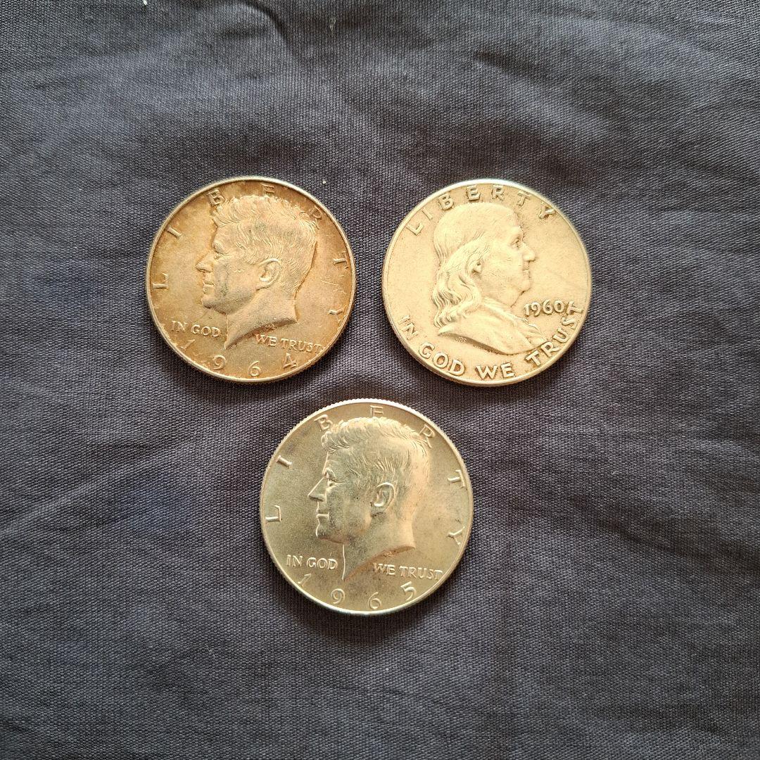 アメリカ、銀貨、ハーフドル銀貨3枚 楽天市場】【1964年 銀90％ 未使用 流通品】 ケネディ 銀貨 「ケネディ