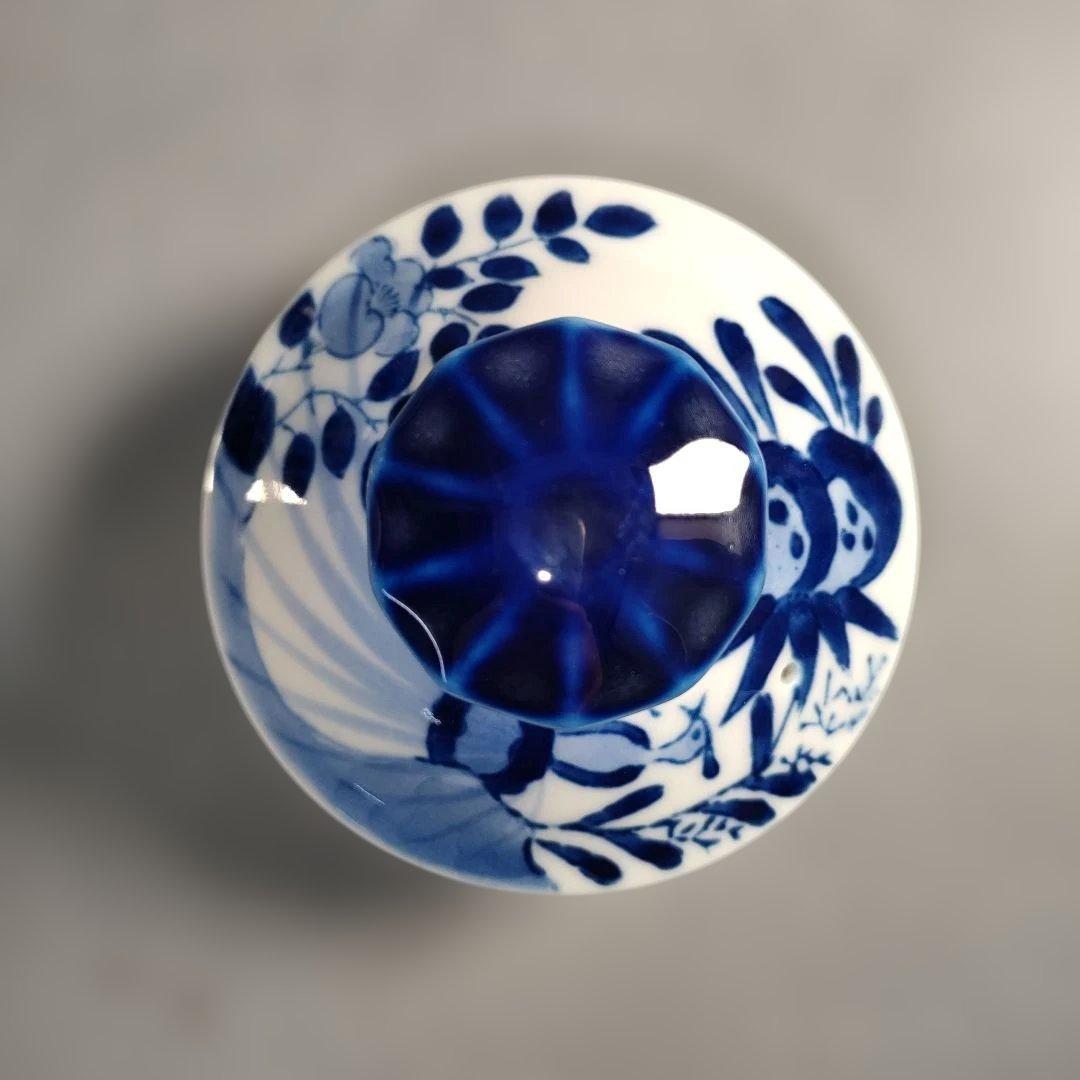 A1352-9/有田焼/深川製磁/染付花唐草文VOCポット/茶器/茶道具/煎茶
