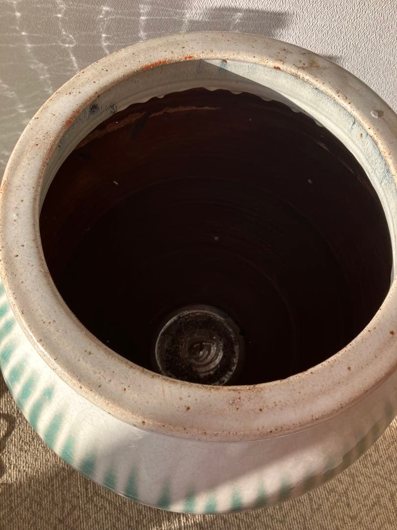 信楽焼 茶壺 大壺 すだれ壺 ストライプ柄 明治 アンティーク - メルカリ