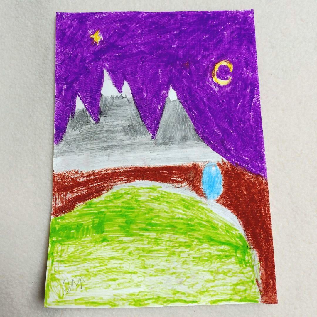 子供の描いた絵 海外の夜空 手描き風景イラスト 10M Amazon.co.jp: 30 大型オリジナルアート 夜の星空の風景画 キャンバス