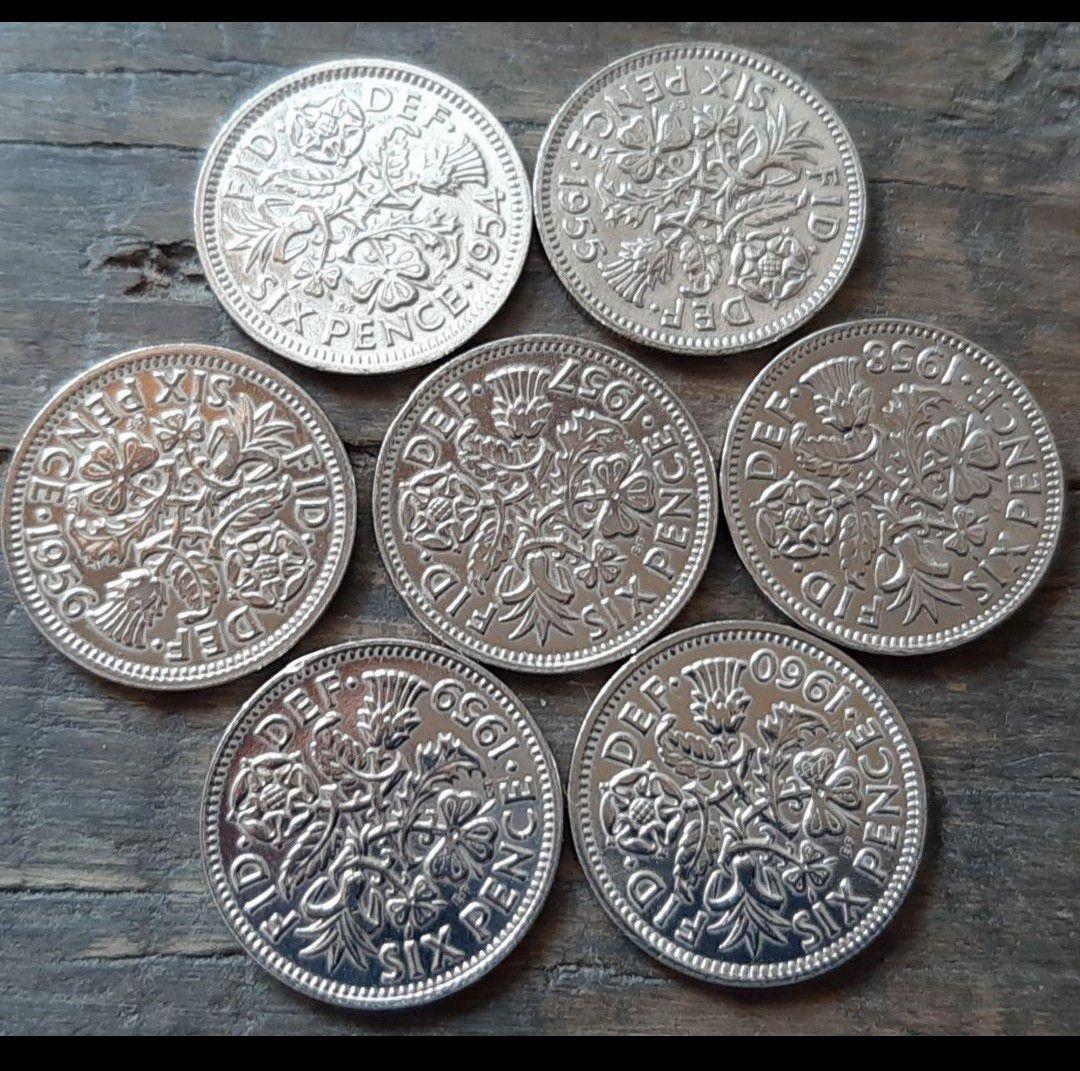 エリザベス女王 6ペンスコイン 硬貨のコレクション 1954-1960 イギリス