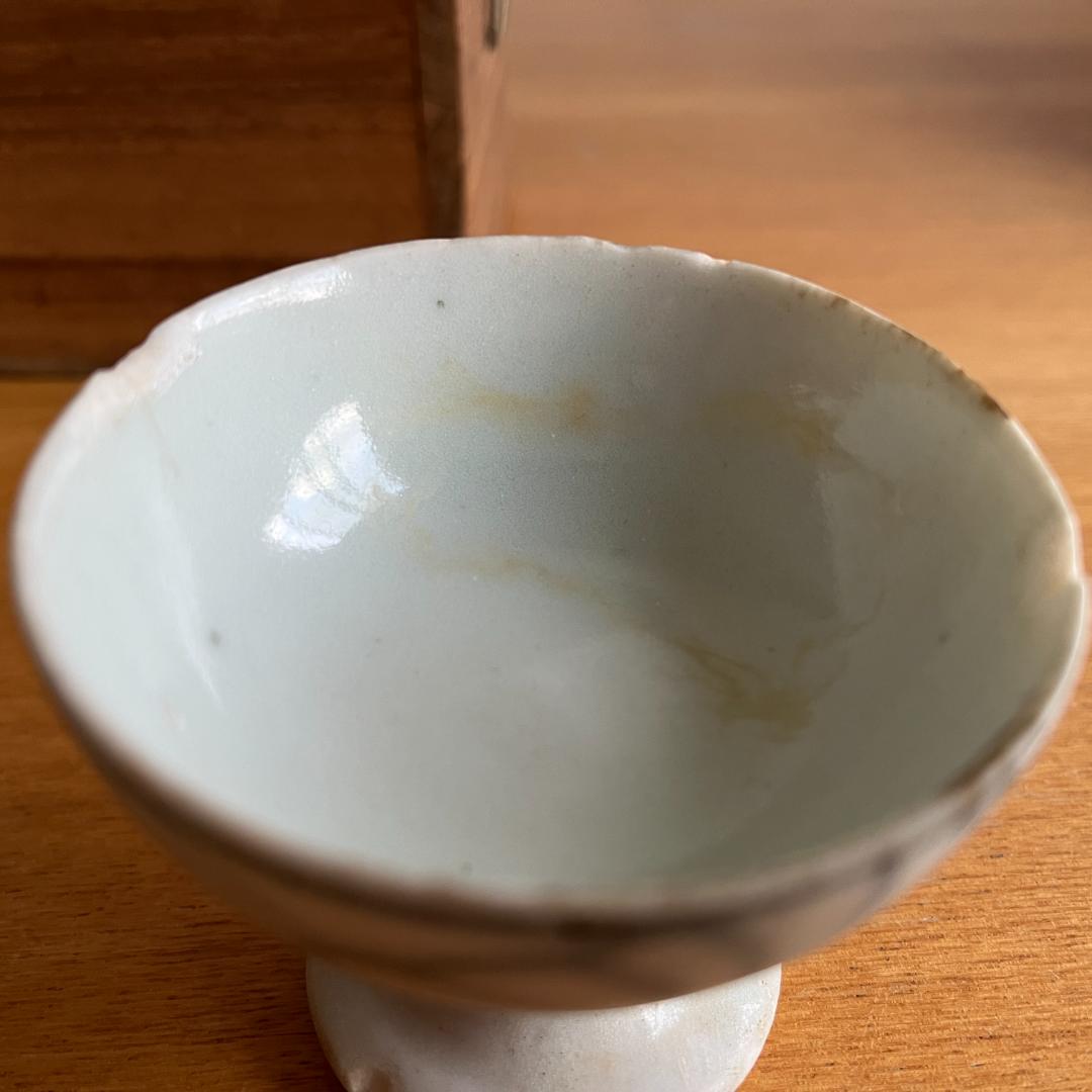 李朝後期 朝鮮白磁 青花染付 高杯 高足盃 酒器 茶道具 - メルカリ