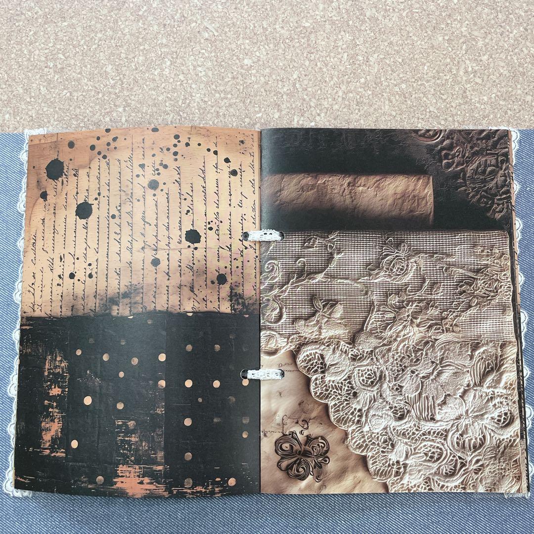 ジャンクジャーナル雑記帳 手作りノート レース コラージュ帳